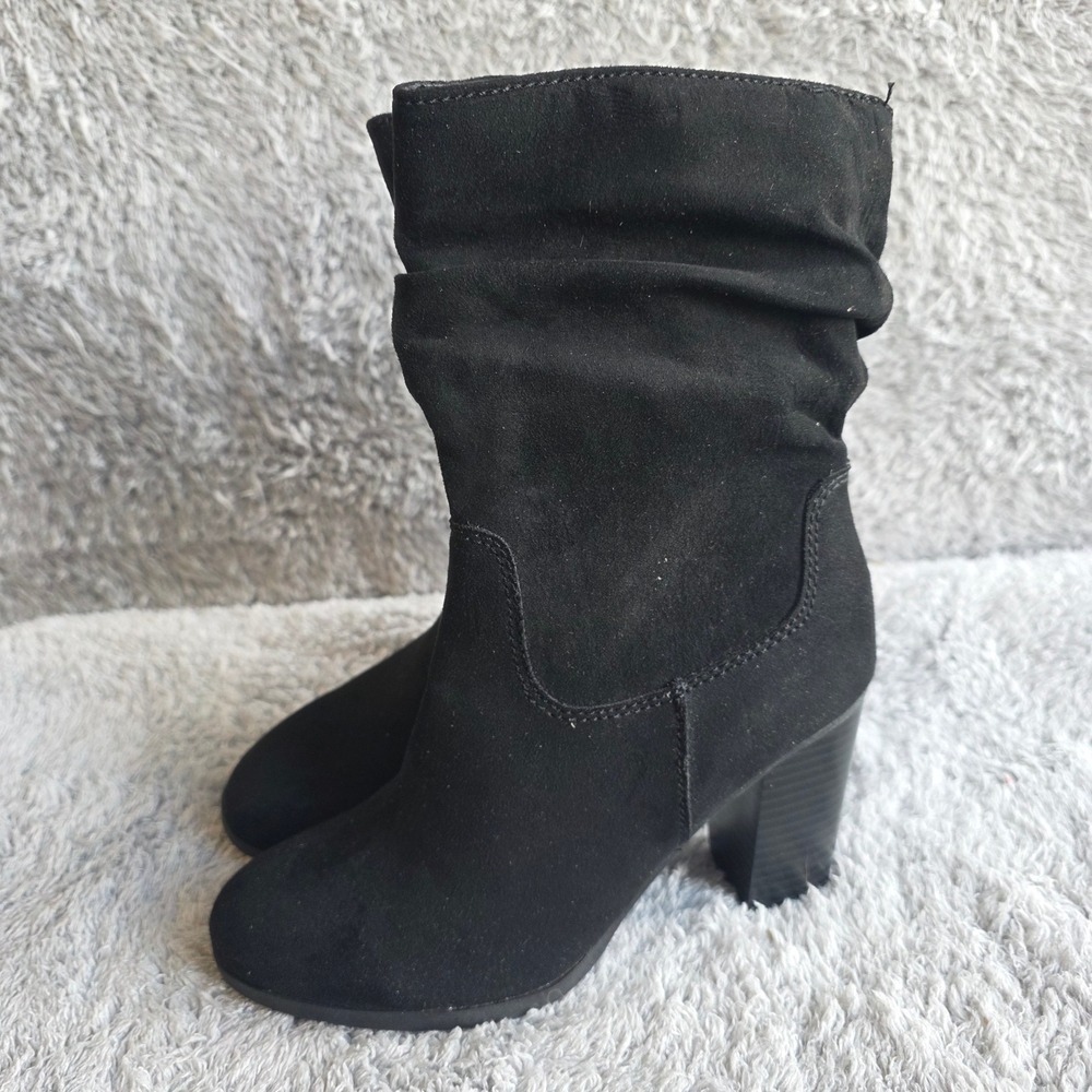Style &‎ Co Women's Black Slouch Heeled Ankle Boots Size 5M Side Zip